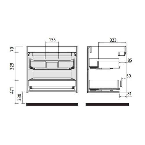 Mobile bagno sospeso 60 cm in legno nero opaco con lavabo - Ophelia