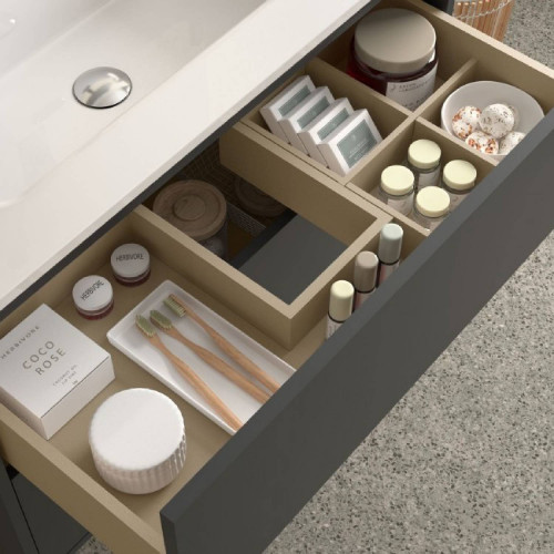 Mobile bagno sospeso 80 cm in legno nero opaco con lavabo - Ophelia