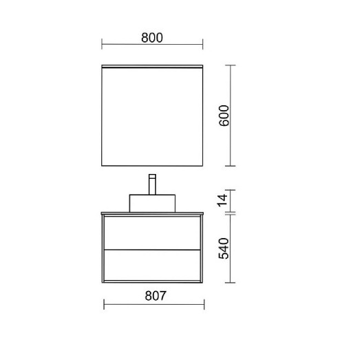 Mobile bagno sospeso 80 cm in legno nero opaco con lavabo - Ophelia