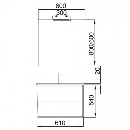 Mobile bagno sospeso 60 cm in legno rovere caledonia con lavabo a inca