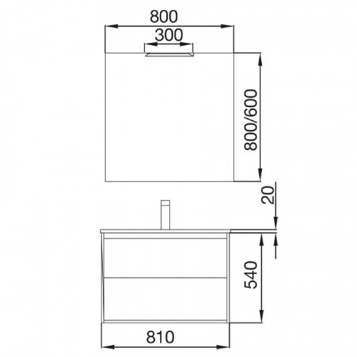 Mobile bagno sospeso 80 cm in legno rovere eternity con lavabo a incas