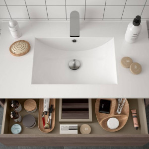 Mobile bagno sospeso 90 cm in legno rovere eternity con lavabo - Nordi 2