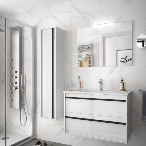 Colonna bagno sospesa 30x140 cm bianco lucido con un’anta - Atelier