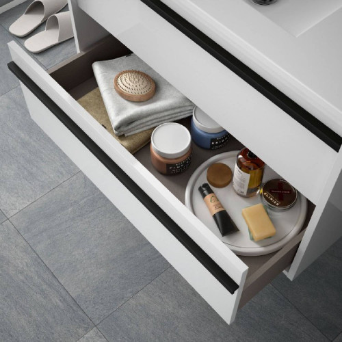 Mobile bagno sospeso 100 cm in legno bianco opaco con lavabo a incasso