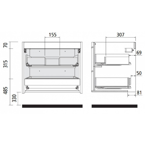 Mobile bagno sospeso 100 cm in legno bianco opaco con lavabo a incasso