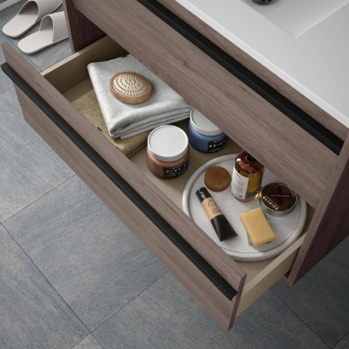 Mobile bagno sospeso 100 cm in legno rovere eternity con lavabo a inca