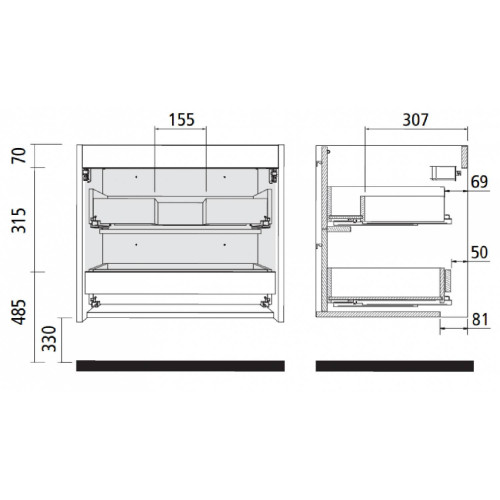 Mobile bagno sospeso 100 cm in legno rovere eternity con lavabo a inca
