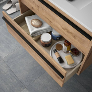 Mobile bagno sospeso 60 cm in legno rovere ostippo con lavabo a incass 2