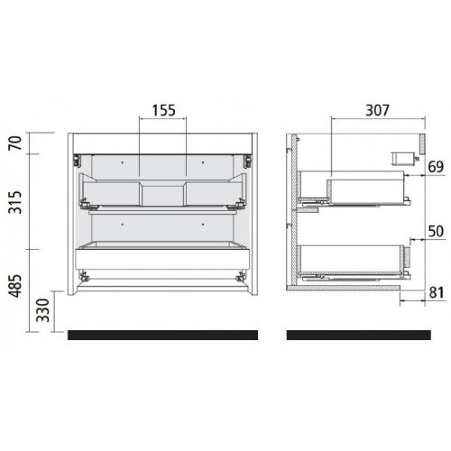 Mobile bagno sospeso 120 cm in legno rovere ostippo con lavabo a incas