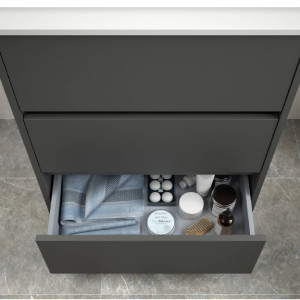 Mobile bagno a terra 60 cm in legno grigio opaco con lavabo - Armonia 2