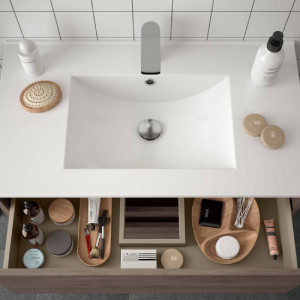 Mobile bagno sospeso 60 cm in legno rovere eternity con lavabo a incas 2