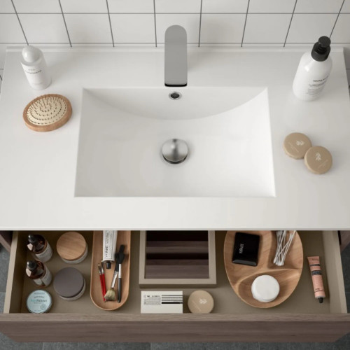 Mobile bagno sospeso 100 cm in legno rovere eternity con lavabo a inca