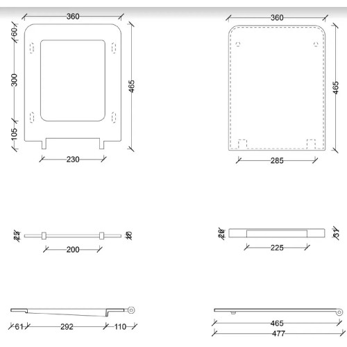 Coprivaso slim con chiusura rallentata Hide Square bianco lucido - Ali