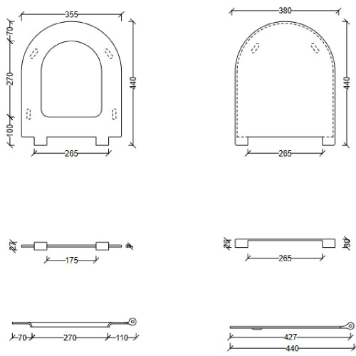 Coprivaso slim con chiusura tradizionale Form/Unica bianco lucido - Al