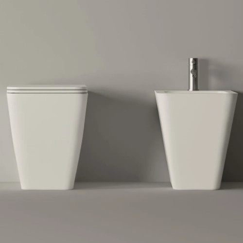 Vaso a terra filo muro Hide Square bianco lucido - Alice Ceramica