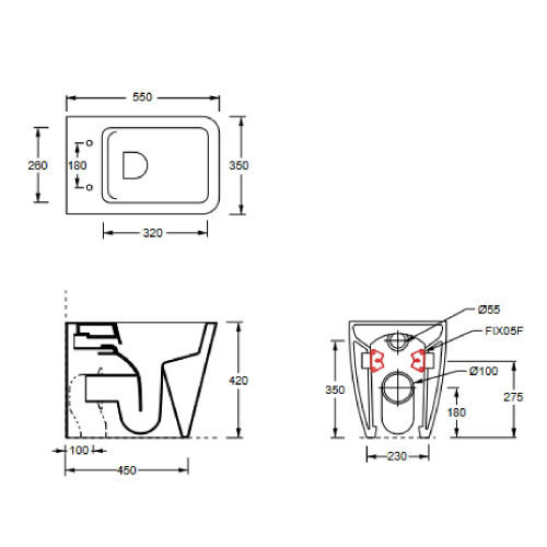 Vaso a terra filo muro Hide Square bianco lucido - Alice Ceramica