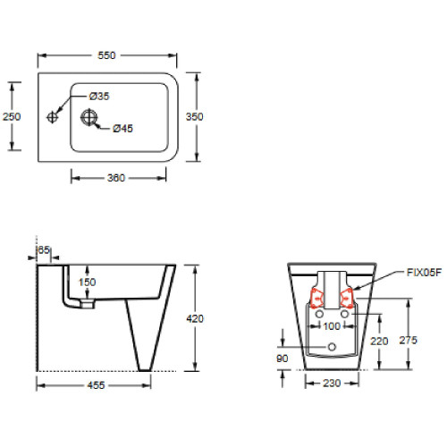 Bidet a terra filo muro Hide Square bianco lucido - Alice Ceramica