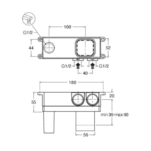 Corpo incasso per miscelatore monocomando lavabo/bidet a parete comand