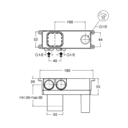 Corpo incasso per miscelatore monocomando lavabo/bidet a parete comand