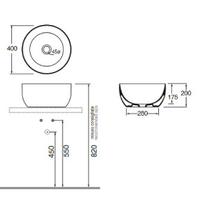 Lavabo da appoggio tondo 40x40x20 cm Cicle bianco lucido - Azzurra Cer 2