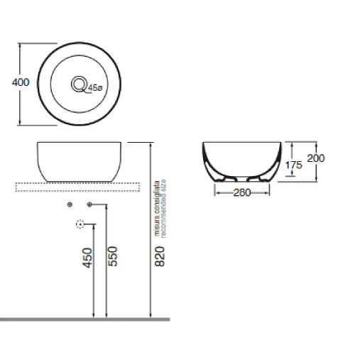 Lavabo da appoggio tondo 40x40x20 cm Cicle bianco lucido - Azzurra Cer