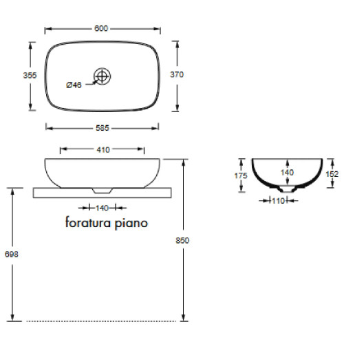 Lavabo da appoggio Form 60x37xh15 cm bianco lucido - Alice Ceramica