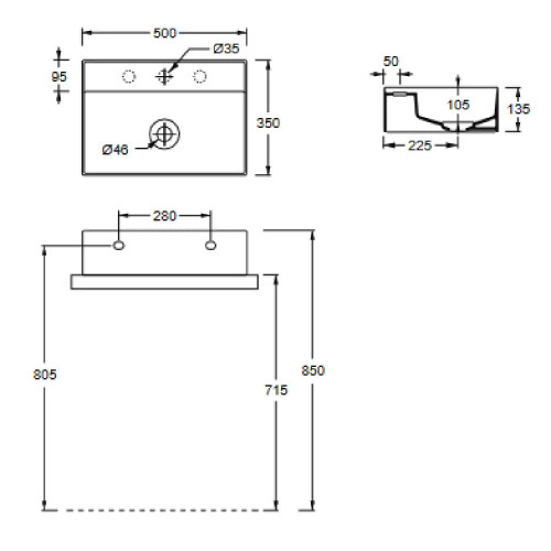 Lavabo da appoggio Hide 50x35xh13,5 cm bianco lucido - Alice Ceramica