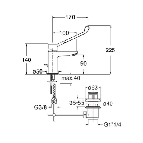 Miscelatore monocomando per lavabo con scarico Regular cromo - Cristin