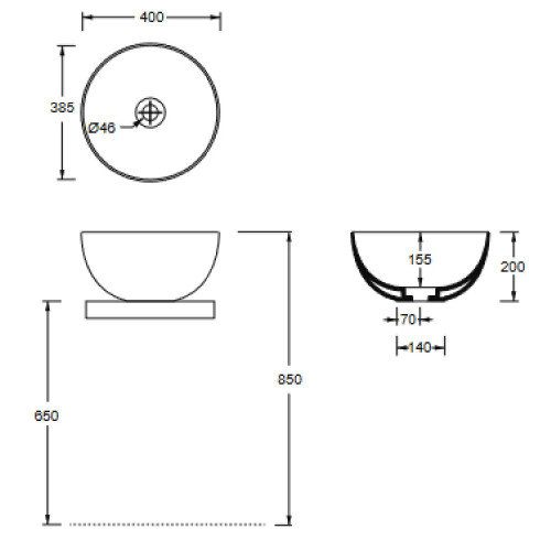 Lavabo da appoggio tondo 40 cm Unica Round bianco lucido - Alice Ceram