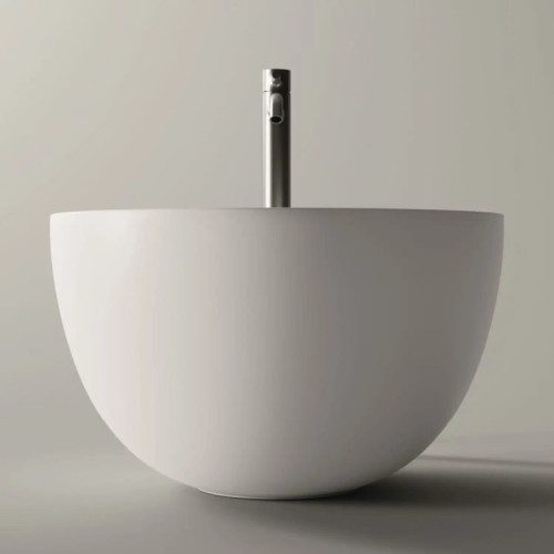 Lavabo da appoggio tondo 50 cm Unica Round bianco lucido - Alice Ceram