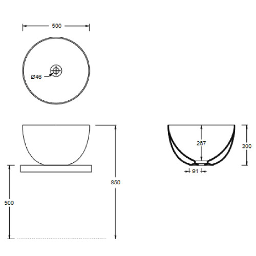 Lavabo da appoggio tondo 50 cm Unica Round bianco lucido - Alice Ceram