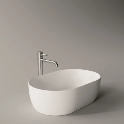 Lavabo da appoggio ovale 55x35xh17 cm Unica bianco lucido - Alice Cera
