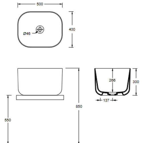 Lavabo da appoggio Unica Rectangular 50x40xh30 cm bianco lucido - Alic