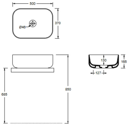 Lavabo da appoggio Unica 50x37xh16,5 cm bianco lucido - Alice Ceramica