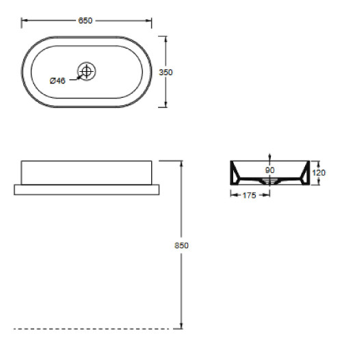 Lavabo da appoggio Spy 65x35xh12 cm bianco lucido - Alice Ceramica