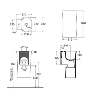 Lavabo freestanding monoforo 35x37xh62 cm Nativo bianco lucido – Azzur 2