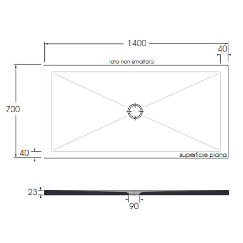Piatto doccia 140x70 cm Solodue bianco opaco - Azzurra Ceramica
