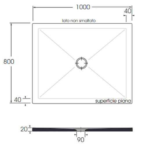 Piatto doccia 80x100 cm Solodue bianco opaco - Azzurra Ceramica