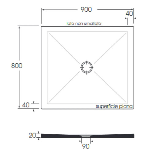 Piatto doccia 90x80 cm Solodue bianco opaco - Azzurra Ceramica