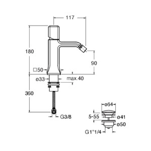 Miscelatore monocomando bidet con scarico Italy cromo con manopola mar 2