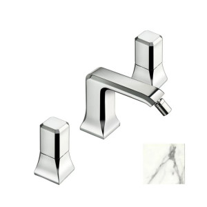 Rubinetto 3 fori per bidet con scarico Italy cromo con manopola calaca
