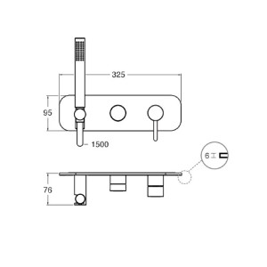 Set esterno monocomando doccia/vasca a parete con deviatore Ix inox sp 2