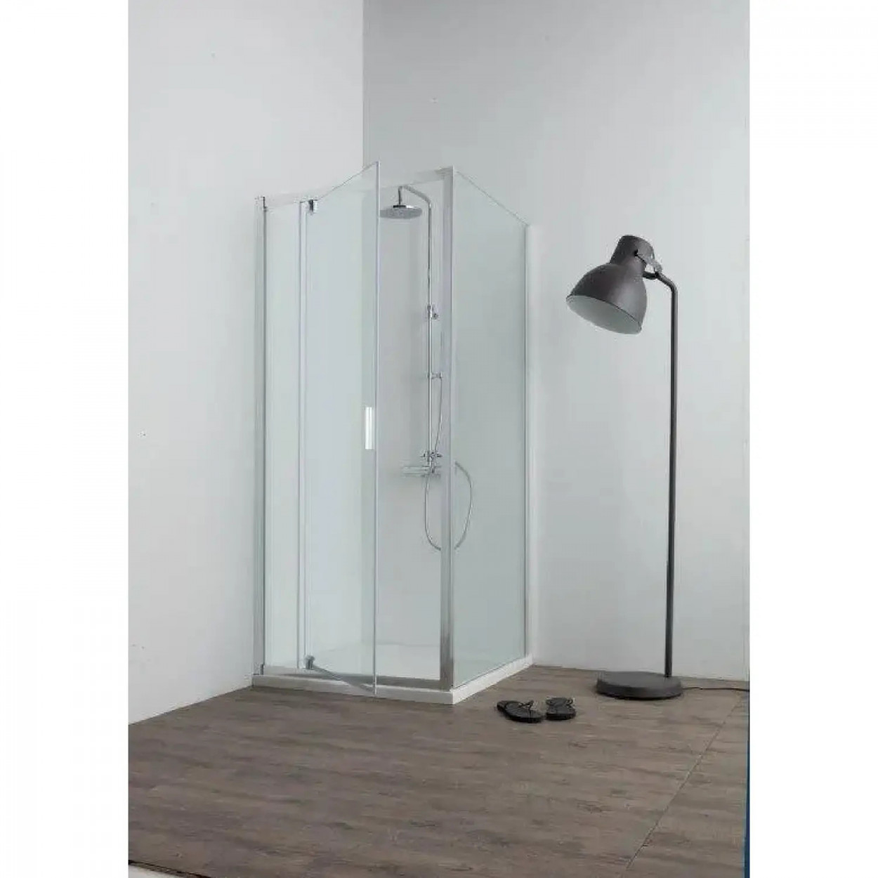 Porta battente per angolo Fast Plus 117/121 cm vetro trasparente - Kin