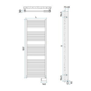 Scaldasalviette Quadrè Elettrico 1517x530 mm grigio antracite opaco 2