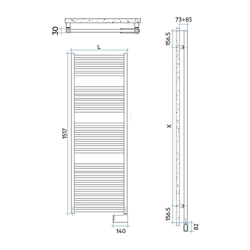 Scaldasalviette Quadrè Elettrico 1517x530 mm grigio antracite opaco