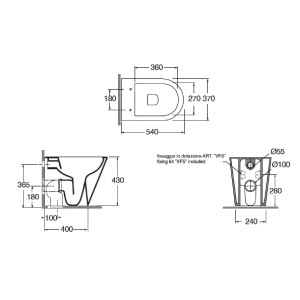 Vaso WC a terra filomuro Forma 54x37 cm cotone – Azzurra Ceramica 2