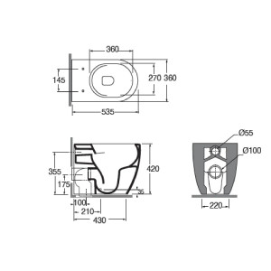 Vaso WC a Terra Filomuro Comoda Bianco Lucido | Azzurra 2