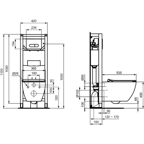 Vaso WC Sospeso Tesi AquaBlade® Bianco Lucido | Ideal Standard