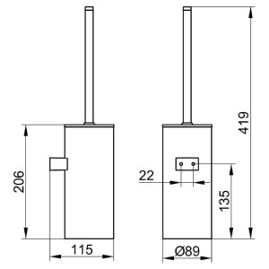 Portascopino Moll antracite/cromo con bacinella acrilico - Keuco 2