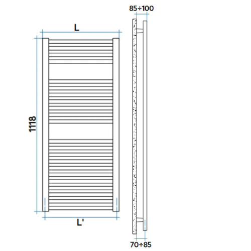 Scaldasalviette verticale Ares 1118x480 mm bianco - Irsap (60 caratter